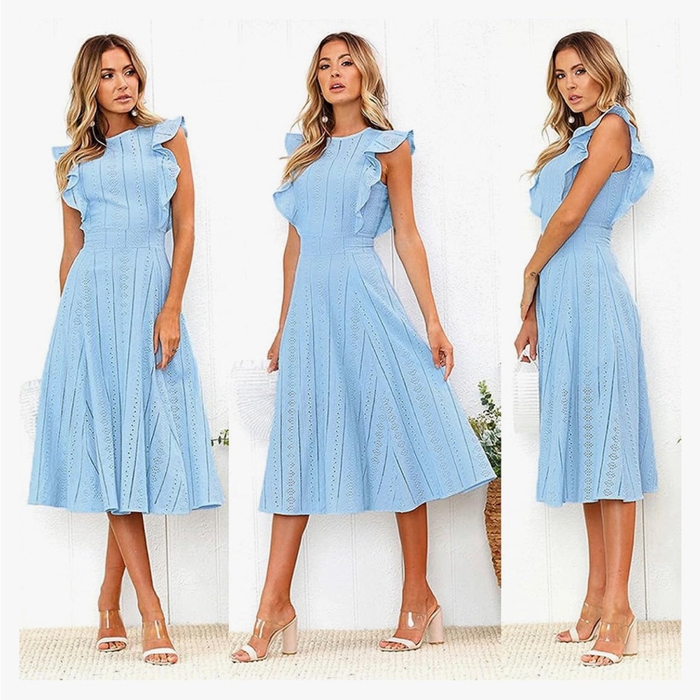 Blue eyelet dress